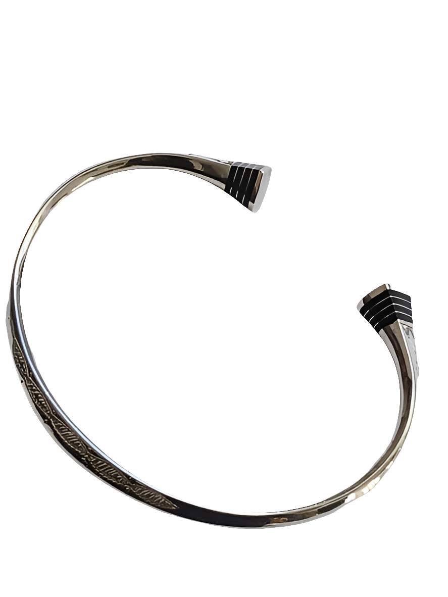 Bracelet touareg en argent ciselé et bois d'ébène