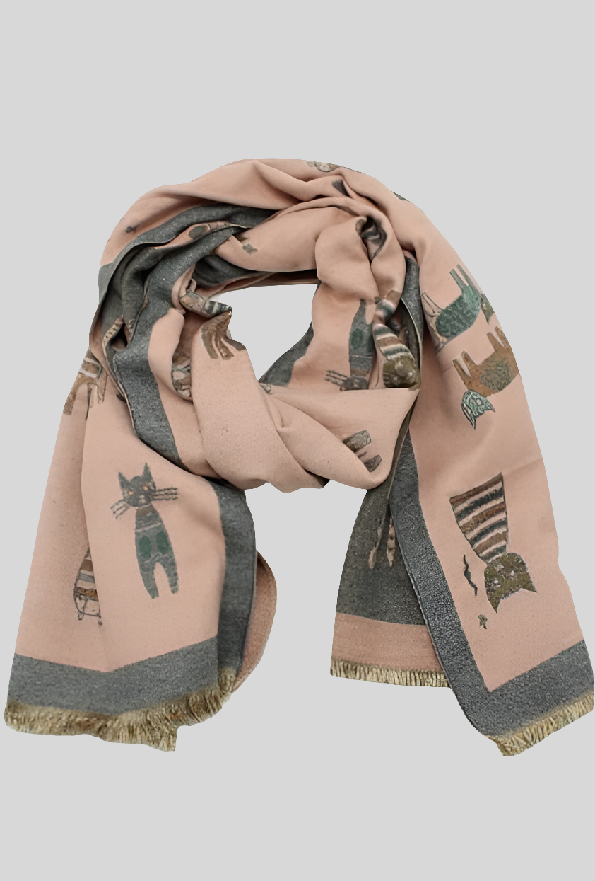 Écharpe reversible motif chat - ATL002