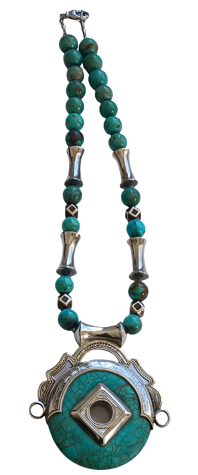 Collier touareg en argent et pierre turquoise