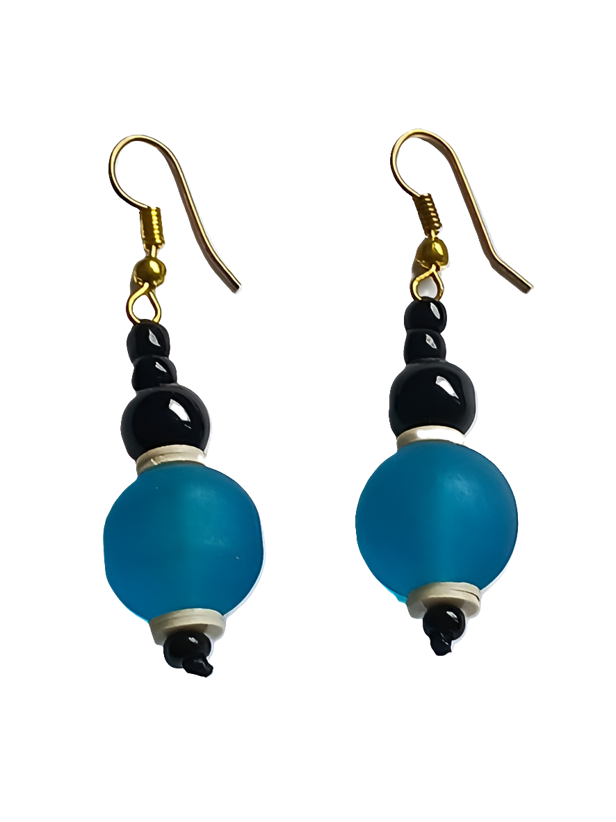 Boucles d'oreilles africaines en pate de verre et perles