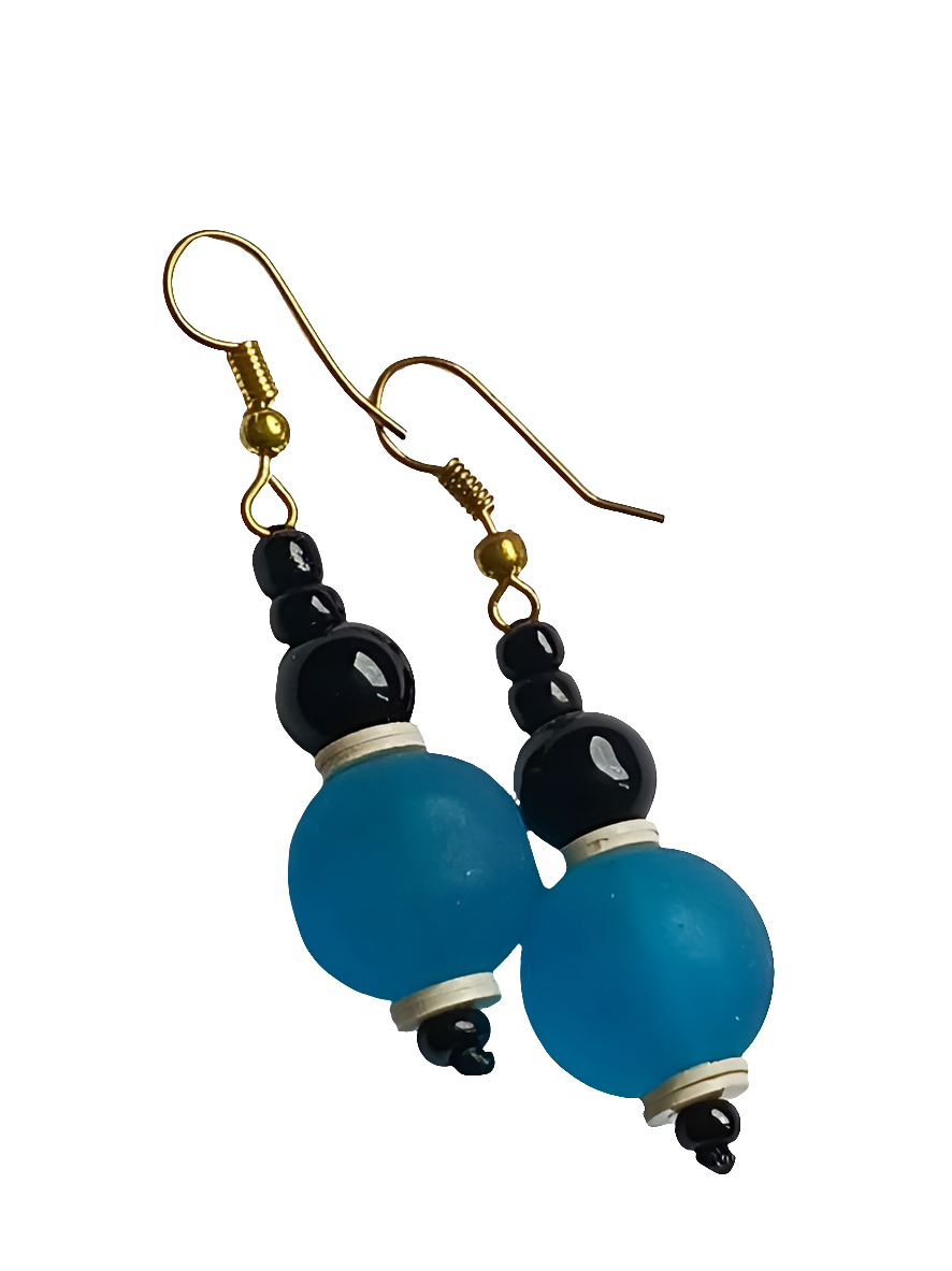 Boucles d'oreilles africaines en pate de verre et perles