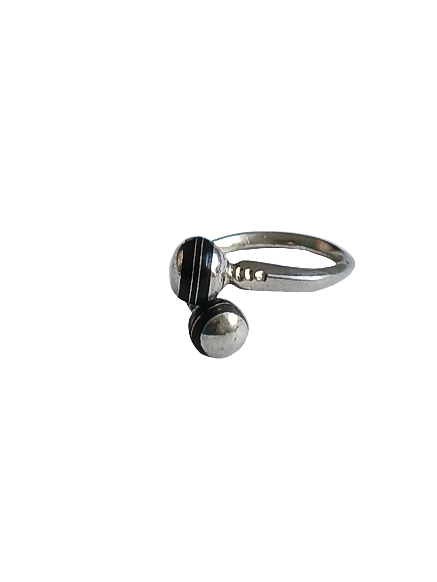Bague touarègue en argent ciselé et bois d'ébène réglable