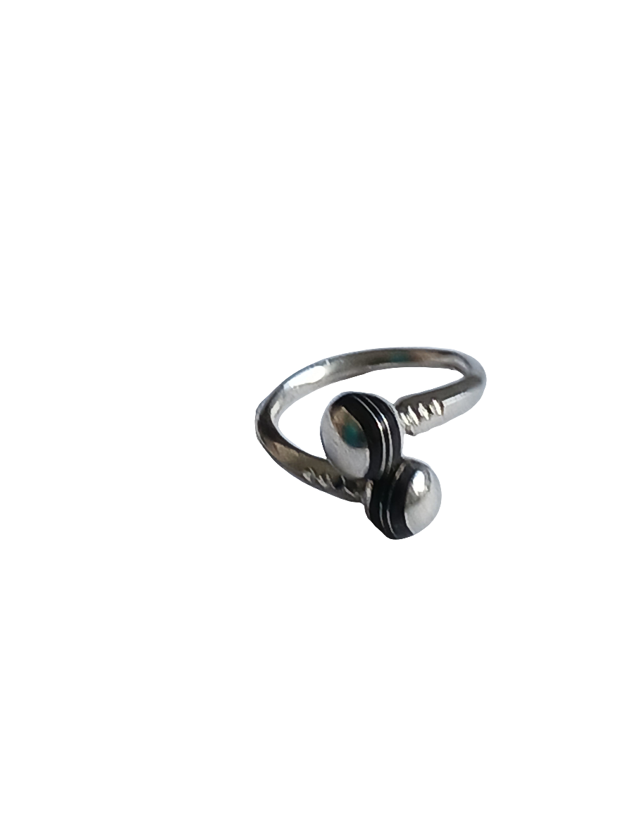 Bague touarègue en argent ciselé et bois d'ébène réglable