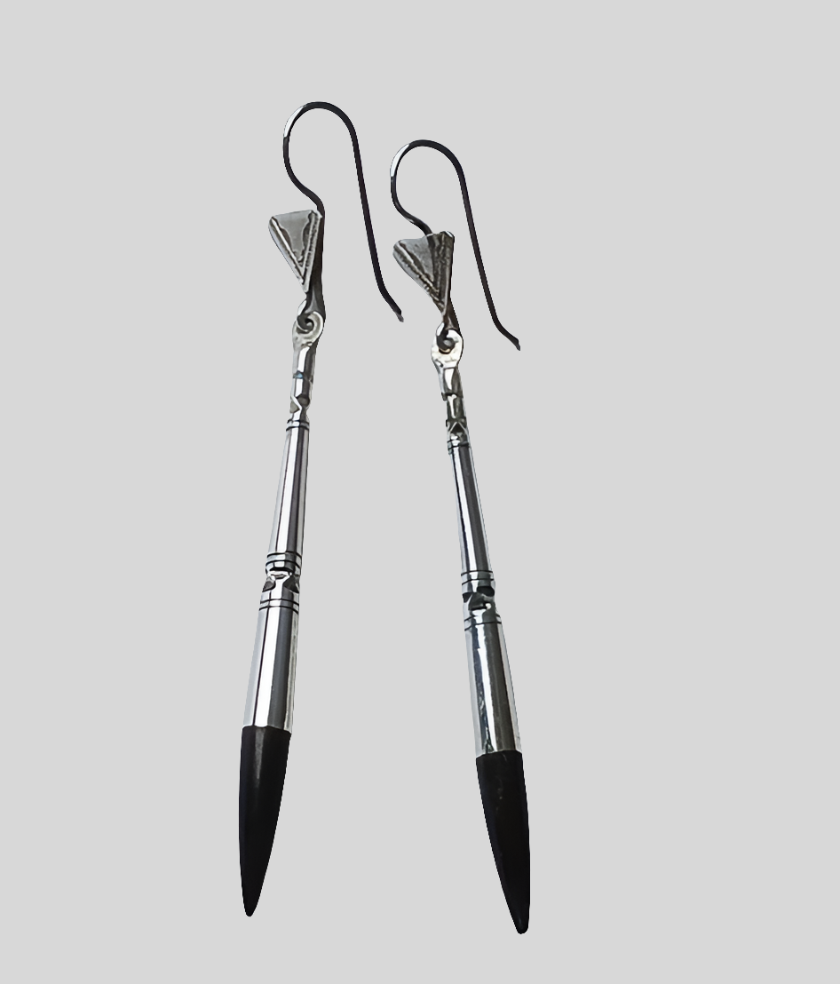 Boucles d'oreilles touaregs en argent et bois d'ébène