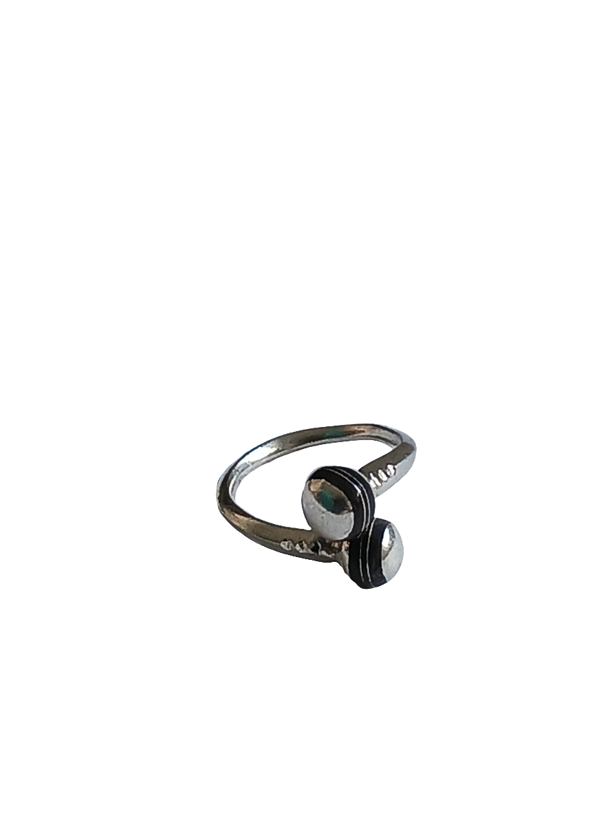 Bague touarègue en argent ciselé et bois d'ébène réglable