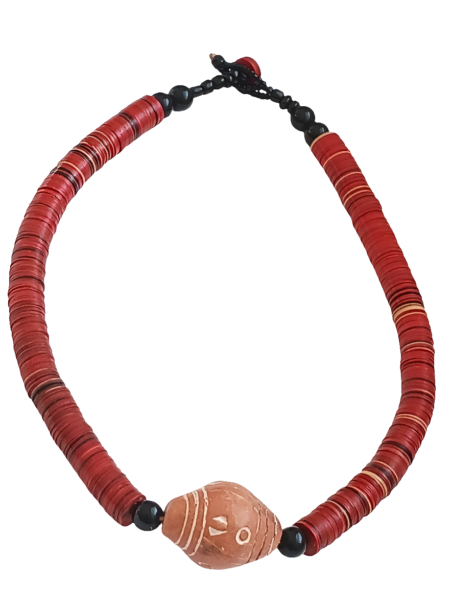 Collier en terre cuite et plastique recyclé