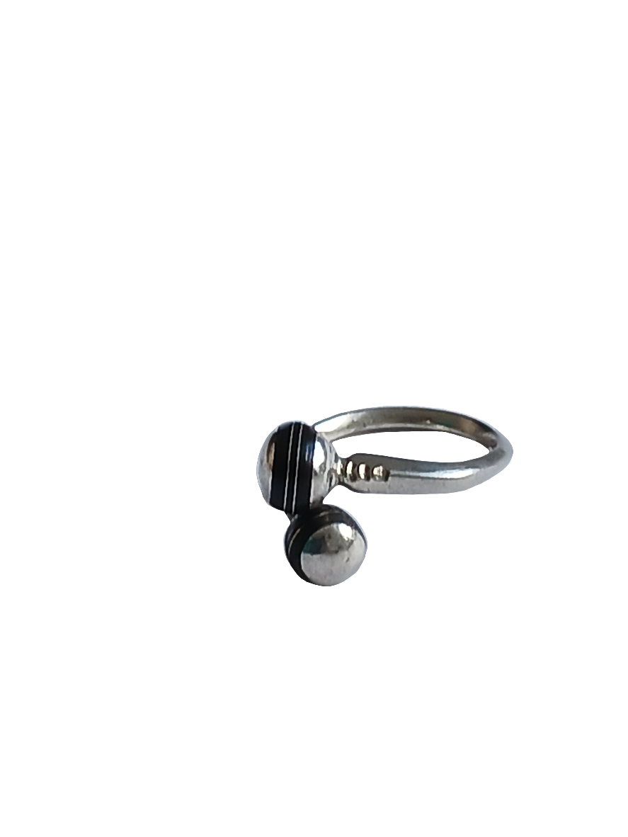 Bague touarègue en argent ciselé et bois d'ébène réglable