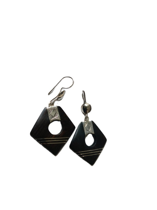 Boucles d'oreilles touareg argent et bois d'ébène