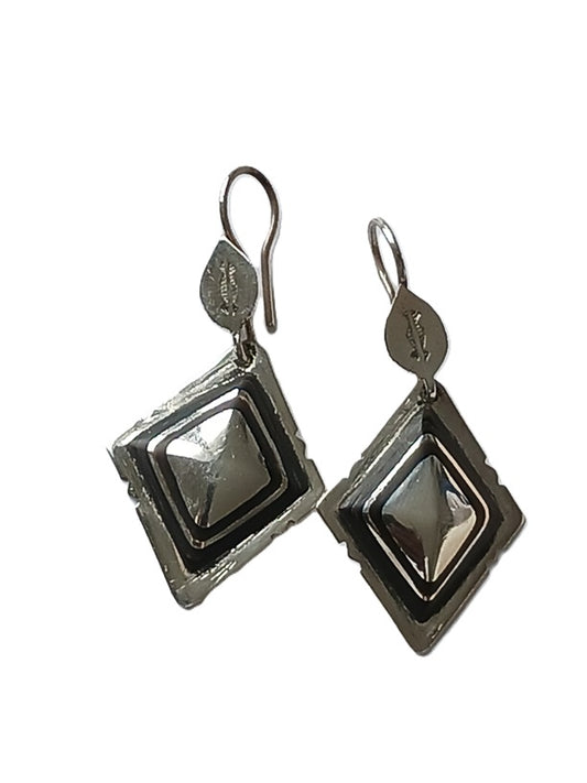 Boucles d'oreilles touareg en argent et bois d'ébène