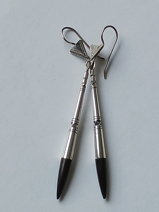 Boucles d'oreilles touaregs en argent et bois d'ébène