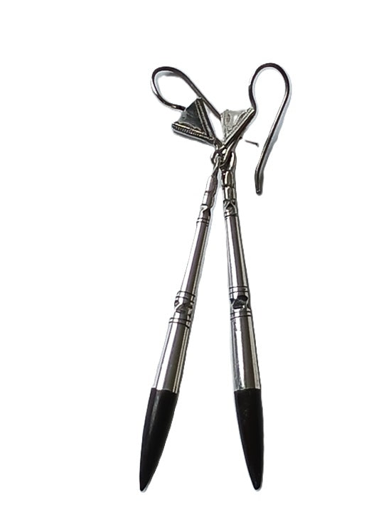 Boucles d'oreilles touaregs en argent et bois d'ébène