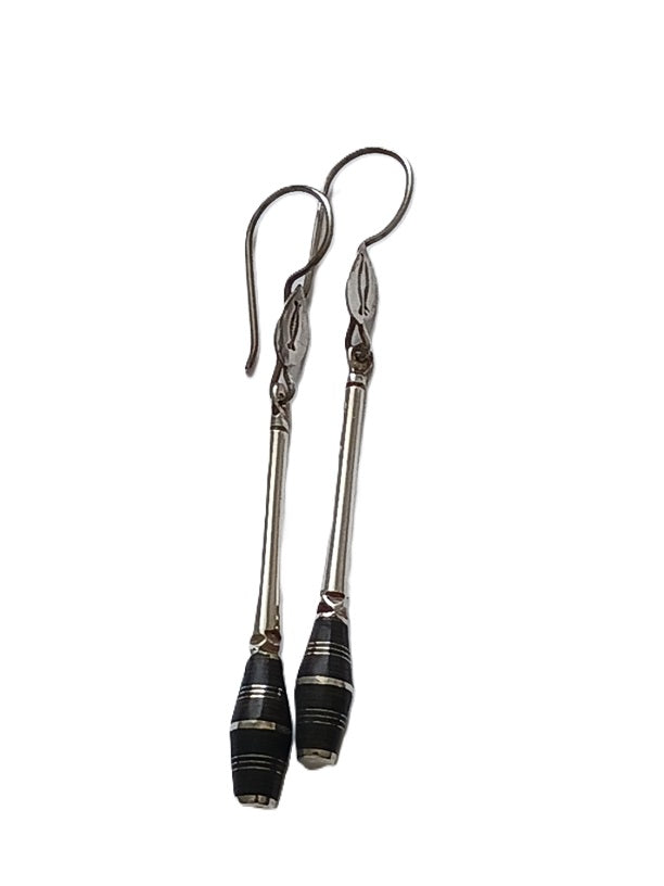 Boucles d'oreilles touareg en argent et bois d'ébène