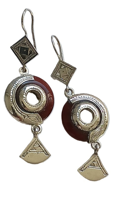 Boucles d'oreilles touareg en argent ciselé