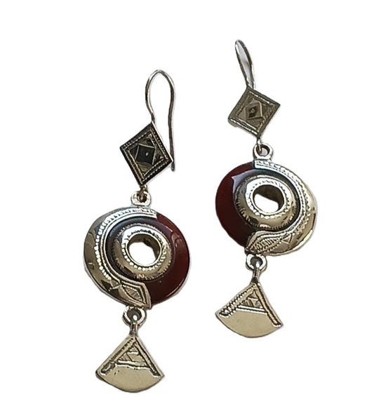 Boucles d'oreilles touareg en argent ciselé