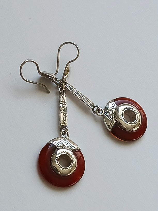 Boucles d'oreilles touareg en argent ciselé