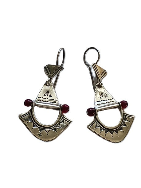 Boucles d'oreilles touareg en argent ciselé