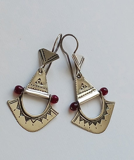 Boucles d'oreilles touareg en argent ciselé