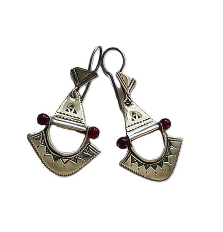 Boucles d'oreilles touareg en argent ciselé