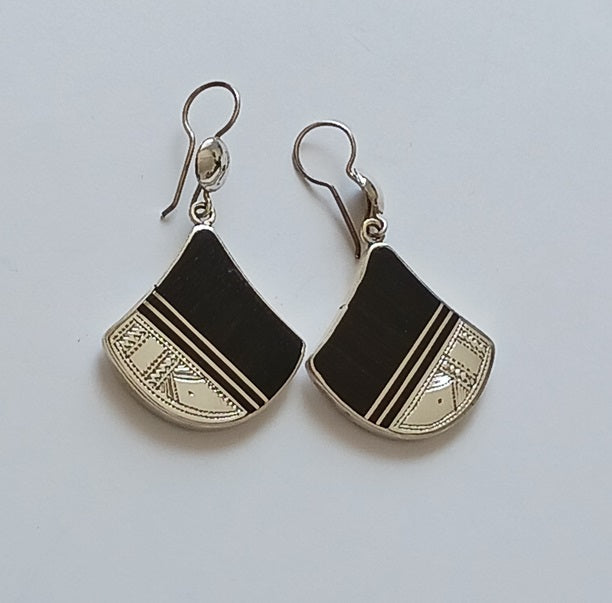Boucles d'oreilles touareg en argent et bois débène