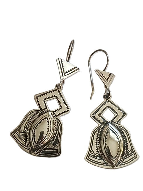 Boucles d'oreilles touaregs en argent ciselé