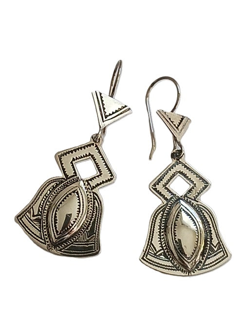 Boucles d'oreilles touaregs en argent ciselé