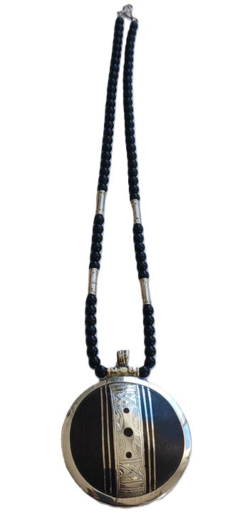 Tuareg necklace in silver and ebony wood