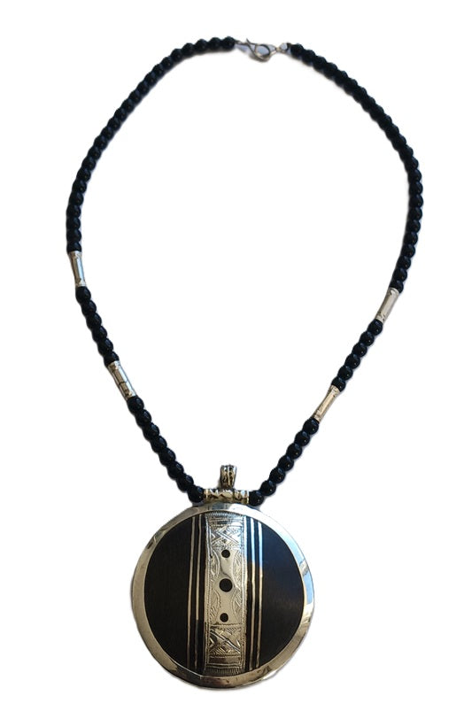 Tuareg necklace in silver and ebony wood