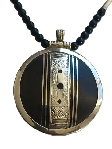 Collier touareg en argent et bois d'ébène