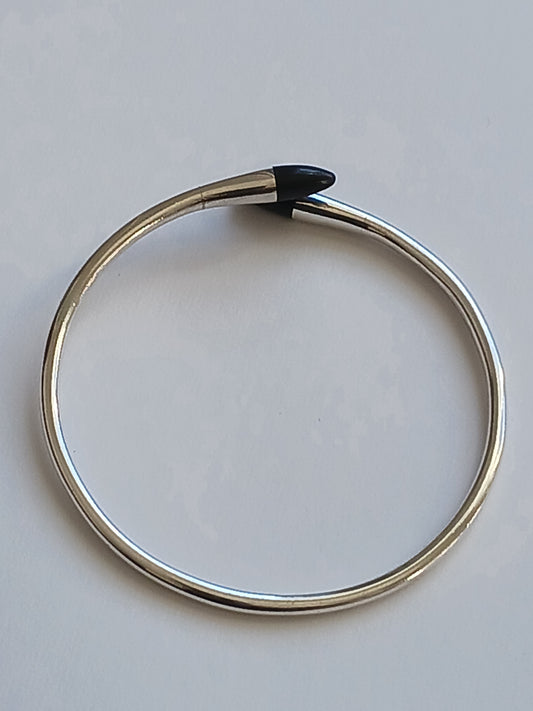 Bracelet touareg en argent ciselé et bois d'ébène