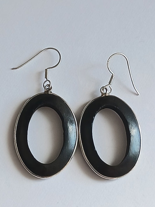 Boucles d'oreilles en bois et fil d'argent