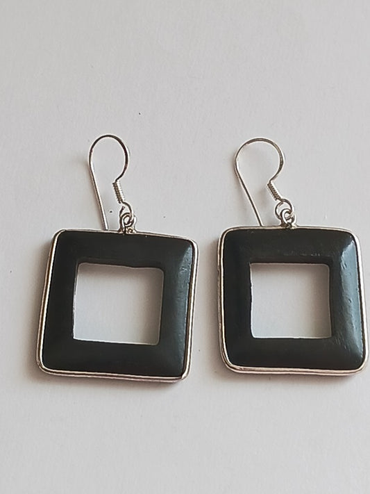 Boucles d'oreilles en bois et fil d'argent