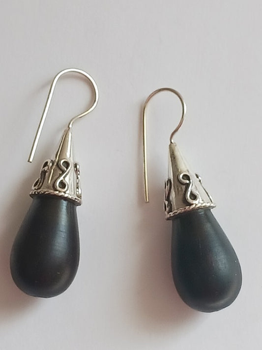 Boucles d'oreilles en argent et bois