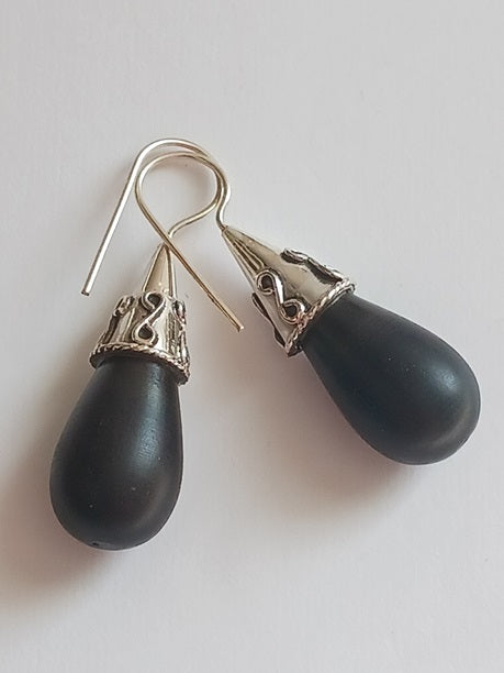 Boucles d'oreilles en argent et bois