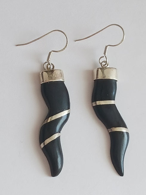 Boucles d'oreilles en argent et bois