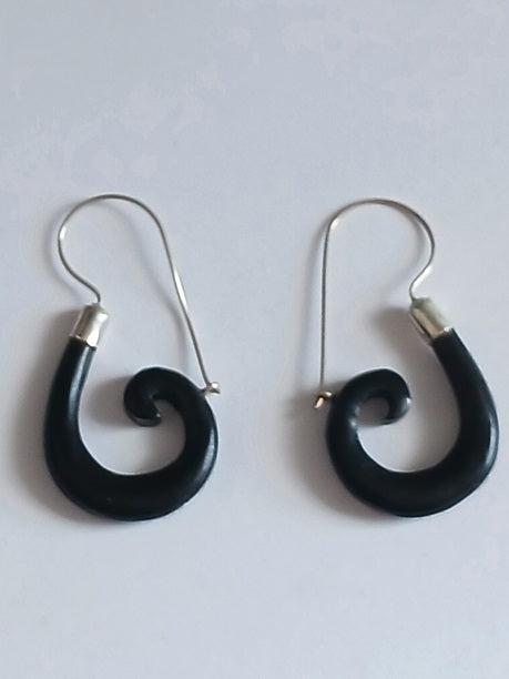 Boucles d'oreilles en argent et bois