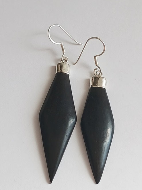 Boucles d'oreilles en argent et bois