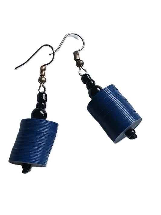 Boucles d'oreilles africaines en plastique recyclé et perles