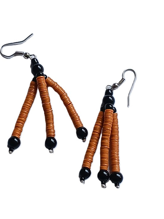 Boucles d'oreilles africaines en plastique recyclé et perles