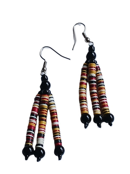 Boucles d'oreilles africaines en plastique recyclé et perles