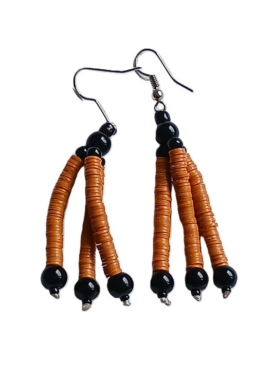 Boucles d'oreilles africaines en plastique recyclé et perles