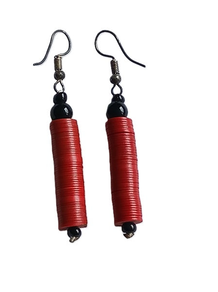 Boucles d'oreilles africaines en plastique recyclé et perles