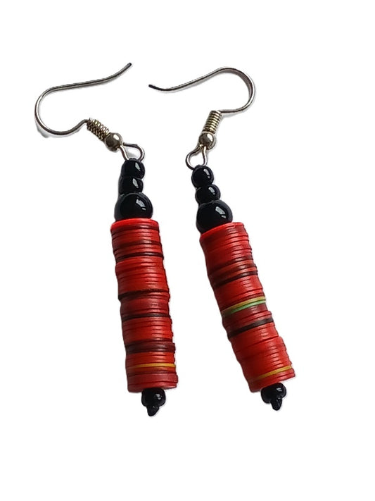Boucles d'oreilles africaines en plastique recyclé et perles