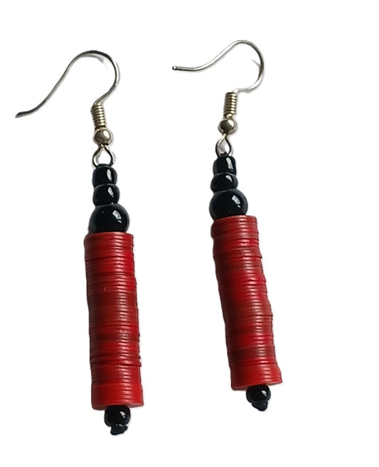 Boucles d'oreilles africaines en plastique recyclé et perles