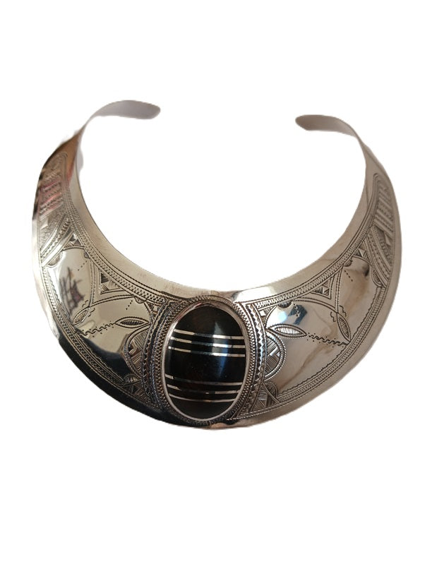 Collier touareg en argent et bois d'ébène
