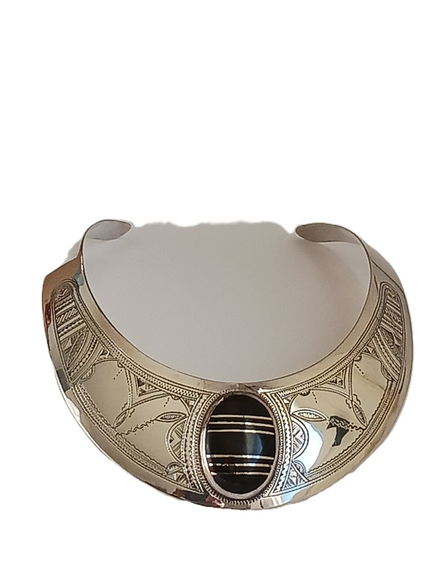 Collier touareg en argent et bois d'ébène