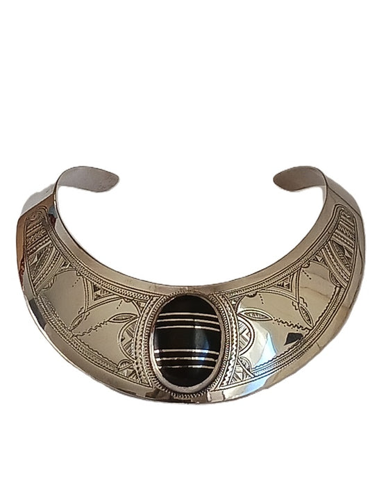 Collier touareg en argent et bois d'ébène