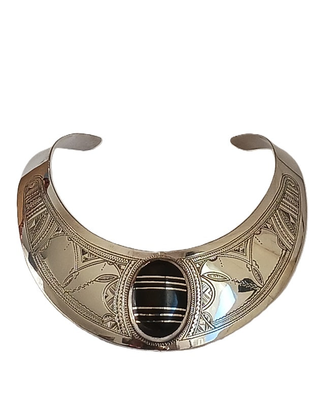 Collier touareg en argent et bois d'ébène