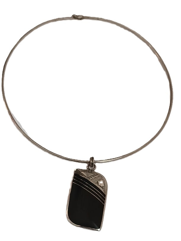 Collier touareg en argent et bois d'ébène