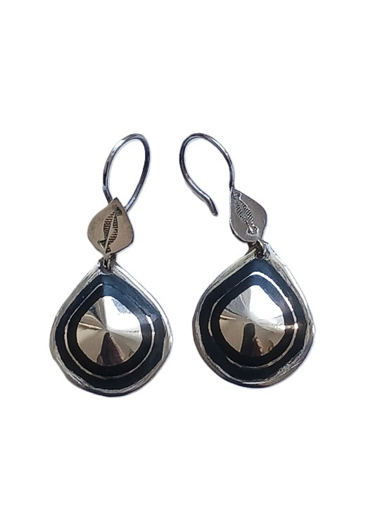 Boucles d'oreilles touareg en argent et bois d'ébène