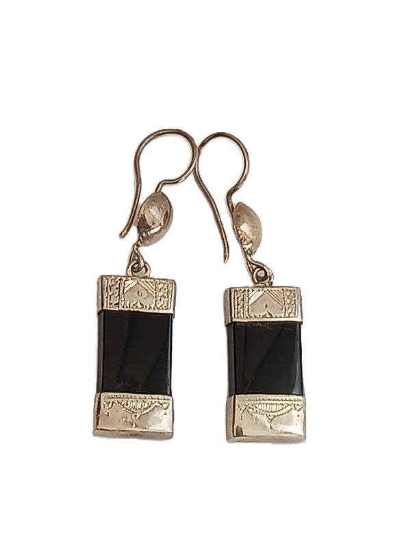 Boucles d'oreilles touareg en argent et pierre agate